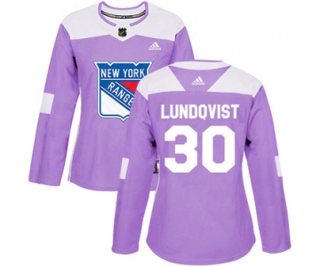 Adidas New York Rangers #30 Henrik Lundqvist Purple Authentic Fights Cancer Women's Stitched NHL Jersey
