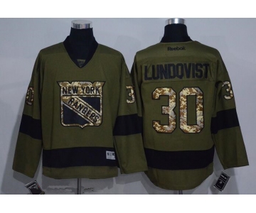 Men's New York Rangers #30 Henrik Lundqvist Green Salute to Service Stitched NHL Reebok Hockey Jersey