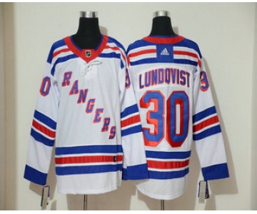 Men's New York Rangers #30 Henrik Lundqvist White Adidas Stitched NHL Jersey