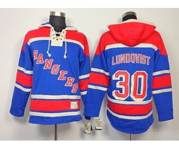 Old Time Hockey New York Rangers #30 Henrik Lundqvist Light Blue Hoodie