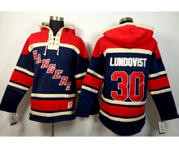 Old Time Hockey New York Rangers #30 Henrik Lundqvist Navy Blue Hoodie