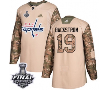 Adidas Capitals #19 Nicklas Backstrom Camo Authentic 2017 Veterans Day 2018 Stanley Cup Final Stitched NHL Jersey