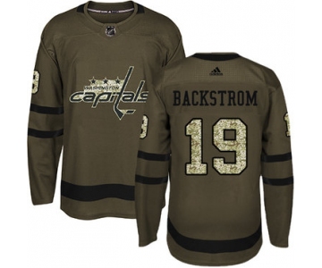 Adidas Capitals #19 Nicklas Backstrom Green Salute to Service Stitched Youth NHL Jersey