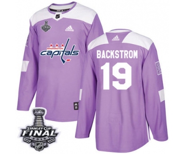 Adidas Capitals #19 Nicklas Backstrom Purple Authentic Fights Cancer 2018 Stanley Cup Final Stitched NHL Jersey