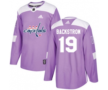 Adidas Capitals #19 Nicklas Backstrom Purple Authentic Fights Cancer Stitched NHL Jersey