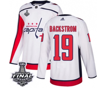 Adidas Capitals #19 Nicklas Backstrom White Road Authentic 2018 Stanley Cup Final Stitched NHL Jersey