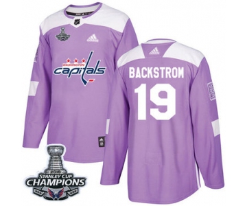 Adidas Washington Capitals #19 Nicklas Backstrom Purple Authentic Fights Cancer Stanley Cup Final Champions Stitched NHL Jersey