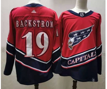 Men's Washington Capitals #19 Nicklas Backstrom Red 2021 Retro Stitched NHL Jersey