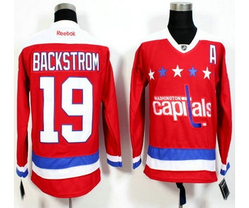 Men's Washington Capitals #19 Nicklas Backstrom Red Third Reebok Hockey Jersey
