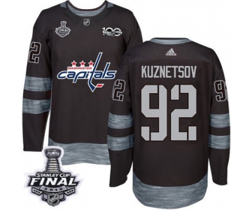 Adidas Capitals #92 Evgeny Kuznetsov Black 1917-2017 100th Anniversary 2018 Stanley Cup Final Stitched NHL Jersey