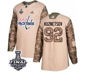 Adidas Capitals #92 Evgeny Kuznetsov Camo Authentic 2017 Veterans Day 2018 Stanley Cup Final Stitched NHL Jersey