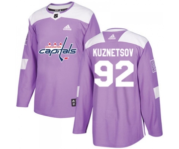 Adidas Washington Capitals #92 Evgeny Kuznetsov Purple Authentic Fights Cancer Stitched Youth NHL Jersey