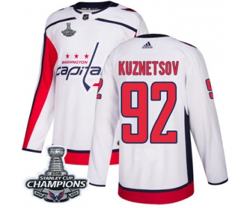 Adidas Washington Capitals #92 Evgeny Kuznetsov White Road Authentic Stanley Cup Final Champions Stitched NHL Jersey