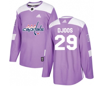 Adidas Capitals #29 Christian Djoos Purple Authentic Fights Cancer Stitched NHL Jersey
