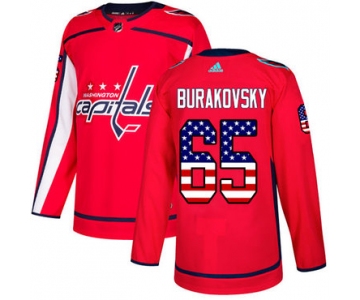 Adidas Capitals #65 Andre Burakovsky Red Home Authentic USA Flag Stitched NHL Jersey