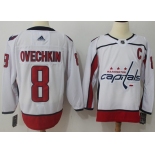 Adidas Capitals #8 Alex Ovechkin White Road Authentic Stitched NHL Jersey