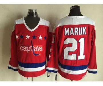 Men's Washington Capitals #21 Dennis Maruk 1987-88 Red CCM Vintage Throwback Jersey