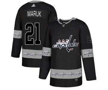 Men's Washington Capitals #21 Dennis Maruk Black Team Logos Fashion Adidas Jersey
