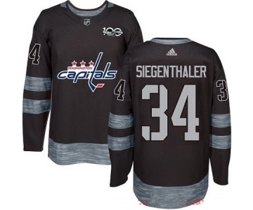 Men's Washington Capitals #34 Jonas Siegenthaler Black 100th Anniversary Stitched NHL 2017 adidas Hockey Jersey