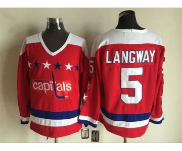 Men's Washington Capitals #5 Rod Langway 1987-88 Red CCM Vintage Throwback Jersey