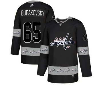 Men's Washington Capitals #65 Andre Burakovsky Black Team Logos Fashion Adidas Jersey