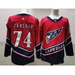 Men's Washington Capitals #74 John Carlson Red 2021 Retro Stitched NHL Jersey