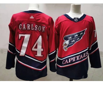 Men's Washington Capitals #74 John Carlson Red 2021 Retro Stitched NHL Jersey