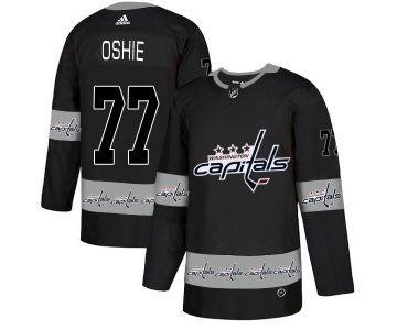 Men's Washington Capitals #77 T.J. Oshie Black Team Logos Fashion Adidas Jersey