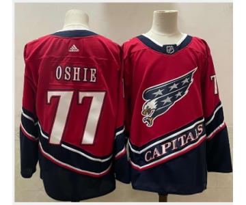Men's Washington Capitals #77 T.J. Oshie Red 2021 Retro Stitched NHL Jersey