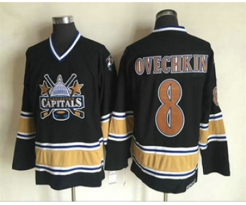 Men's Washington Capitals #8 Alex Ovechkin 2000-01 Black CCM Vintage Throwback Jersey