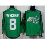 Men's Washington Capitals #8 Alex Ovechkin Green 2016 St. Patrick's Day Hockey Jersey