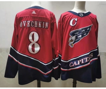 Men's Washington Capitals #8 Alex Ovechkin Red 2021 Retro Stitched NHL Jersey