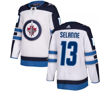 Adidas NHL Winnipeg Jets #13 Teemu Selanne Away White Authentic Jersey