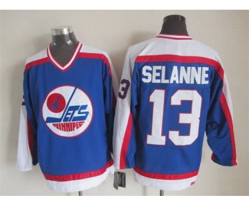 Men's Winnipeg Jets #13 Teemu Selanne 1979-80 Blue CCM Vintage Throwback Jersey