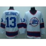 Winnipeg Jets #13 Teemu Selanne White Throwback CCM Jersey