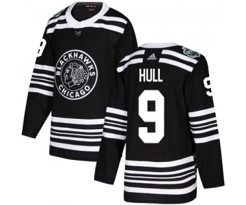 Adidas Blackhawks #9 Bobby Hull Black Authentic 2019 Winter Classic Stitched NHL Jersey