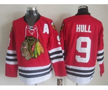 Chicago Blackhawks #9 Bobby Hull Red Throwback CCM Jersey