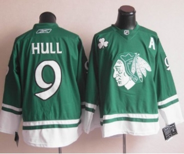 Chicago Blackhawks #9 Bobby Hull St. Patrick's Day Green Jersey