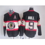Men's Chicago Blackhawks #9 Bobby Hull Black Third CCM Vintage Throwback Jersey
