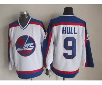 Men's Winnipeg Jets #9 Bobby Hull 1979-80 White CCM Vintage Throwback Jersey