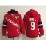 Old Time Hockey Chicago Blackhawks #9 Bobby Hull Red Womens Hoodie