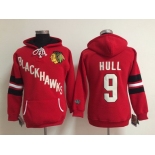 Old Time Hockey Chicago Blackhawks #9 Bobby Hull Red Womens Hoodie