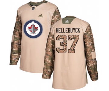 Adidas Jets #37 Connor Hellebuyck Camo Authentic 2017 Veterans Day Stitched NHL Jersey