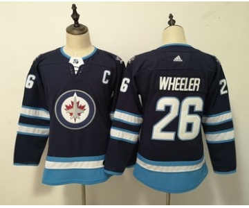 Jets 26 Blake Wheeler Navy Women Adidas Jersey