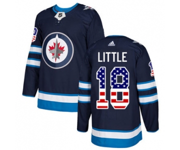 Adidas Jets #18 Bryan Little Navy Blue Home Authentic USA Flag Stitched NHL Jersey