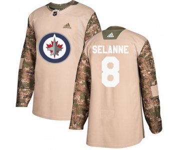 Adidas Jets #8 Teemu Selanne Camo Authentic 2017 Veterans Day Stitched NHL Jersey