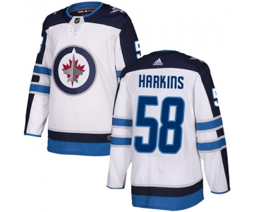 Adidas NHL Winnipeg Jets #58 Jansen HarkinsAway White Authentic Jersey