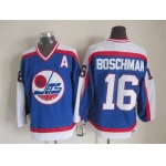 Men's Winnipeg Jets #16 Laurie Boschman 1979-80 Blue CCM Vintage Throwback Jersey