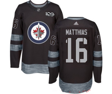 Men's Winnipeg Jets #16 Shawn Matthias Black 100th Anniversary Stitched NHL 2017 adidas Hockey Jersey