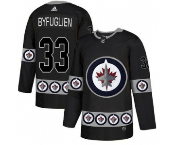Men's Winnipeg Jets #33 Dustin Byfuglien Black Team Logos Fashion Adidas Jersey